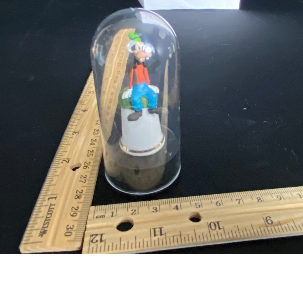Disney Goofy Figurine Thimble in Glass Dome Collectible Decor